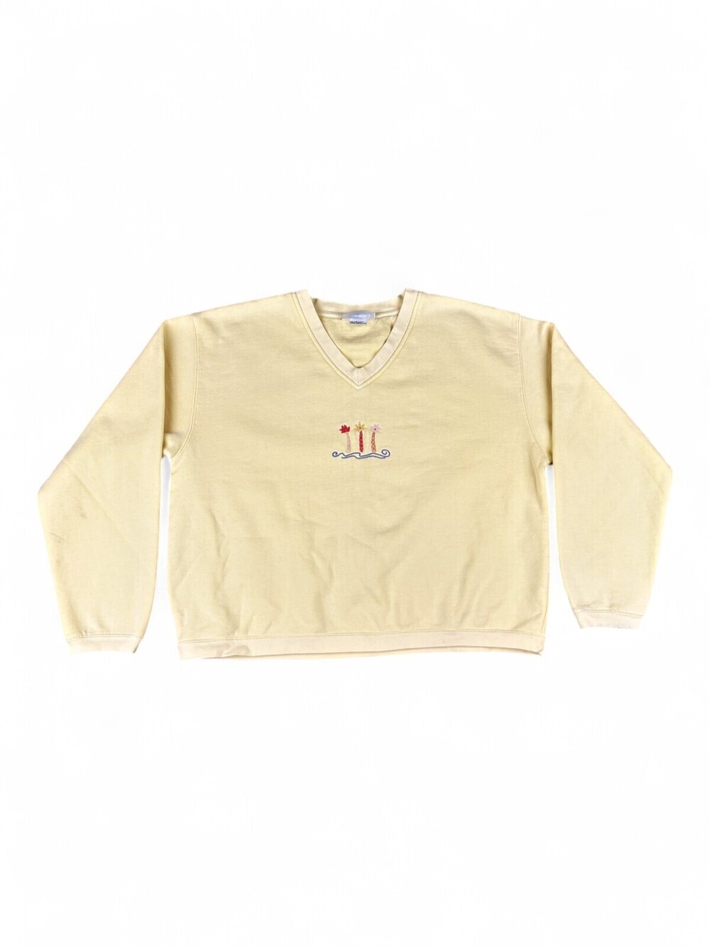 Wild Palms Women's V-Neck Embroidered Palm Sweatshirt S